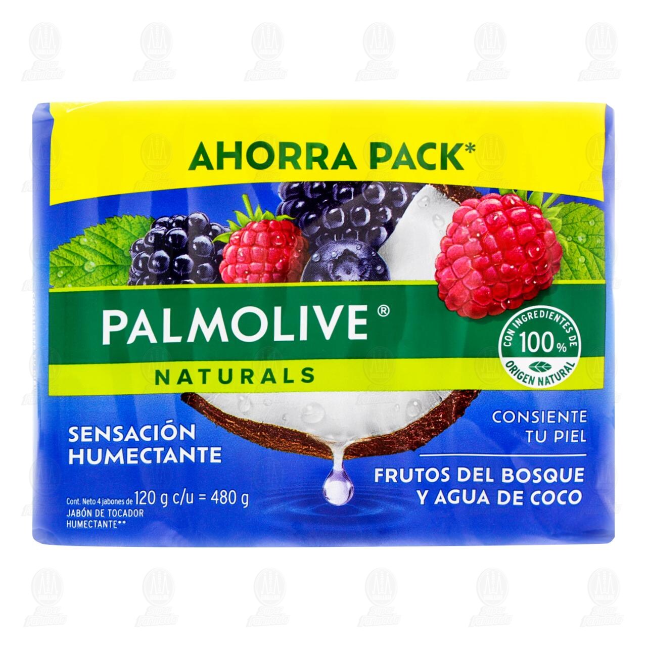 Pack Jab&oacute;n de Tocador Palmolive Naturals Frutos del Bosque y Agua de Coco Ahorra Pack, 4 pzas de 120 gr c/u. image number 1
