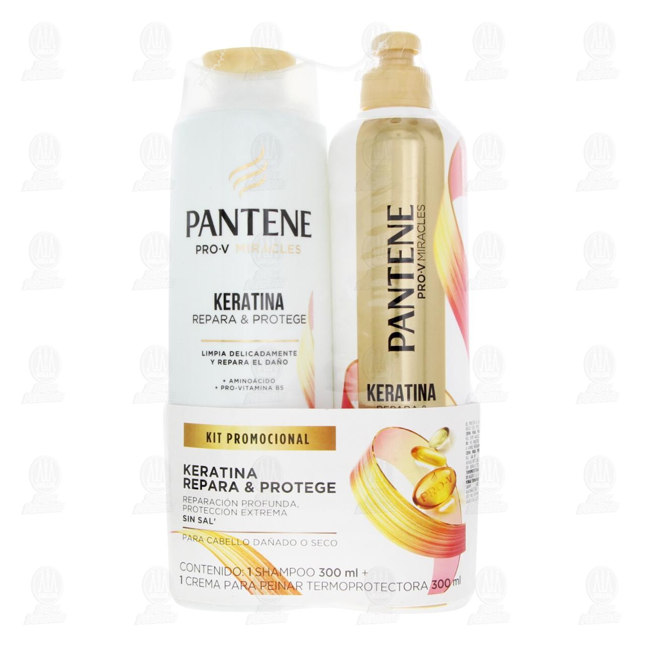 Pack Pantene Pro-V Miracles Keratina Repara & Protege Shampoo + Crema para Peinar termoprotectora, 2 pzas. image number 1