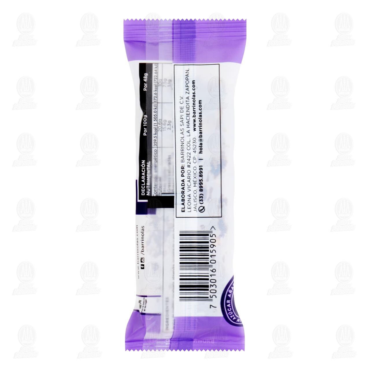 Barra Barrinolas Caramel Brownie sin Az&uacute;car A&ntilde;adida, 48 gr. image number 1