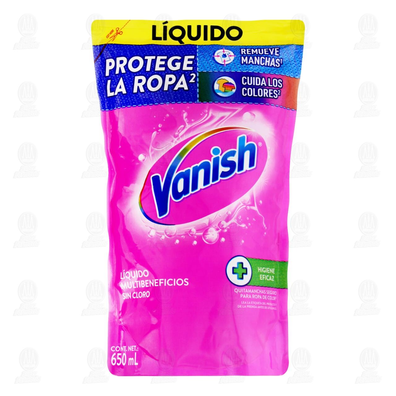 Vanish Líquido Quitamanchas Sin Cloro, 650 ml.