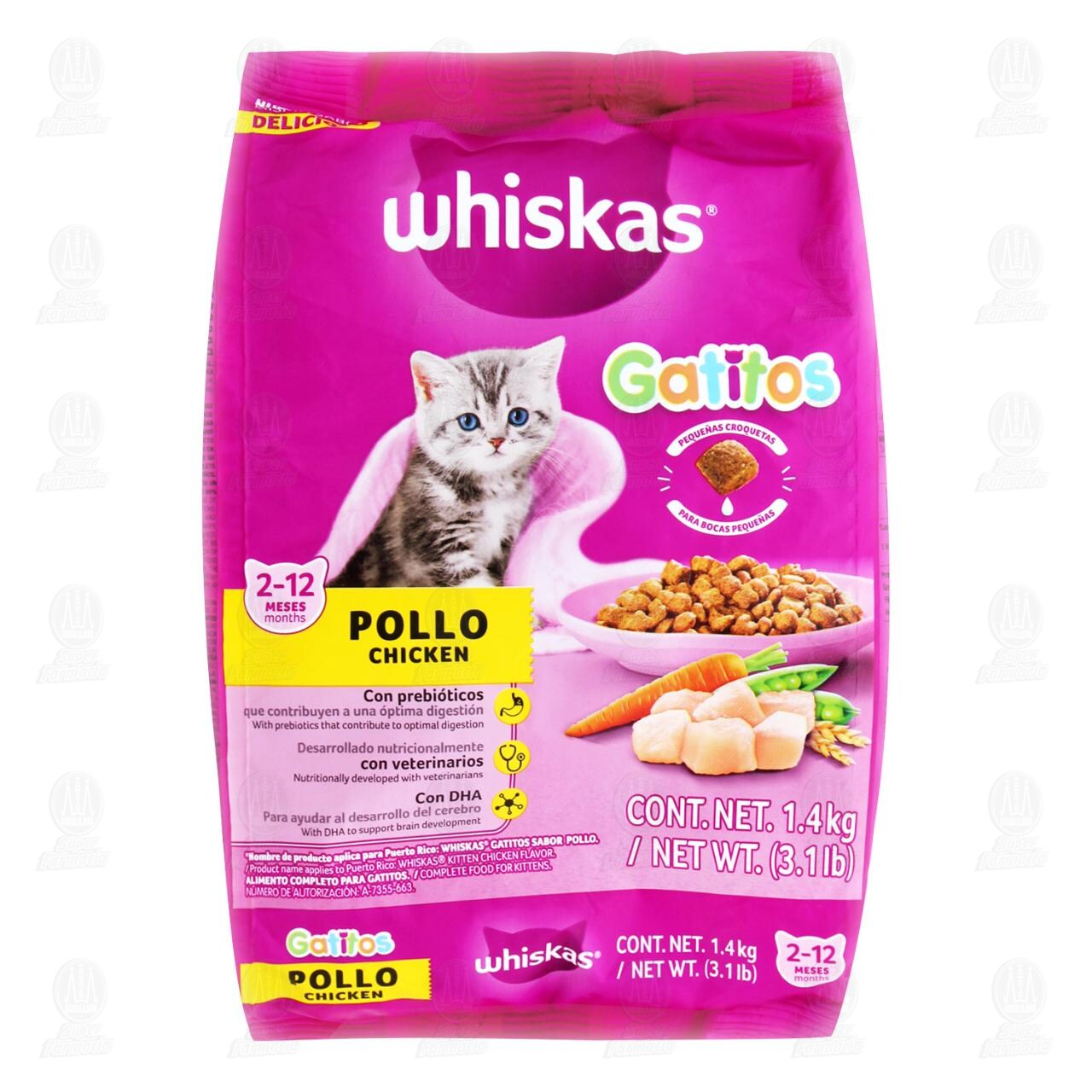 Croquetas Whiskas Gatitos (2-12 Meses) Sabor Pollo, 1.4 kg. image number 0