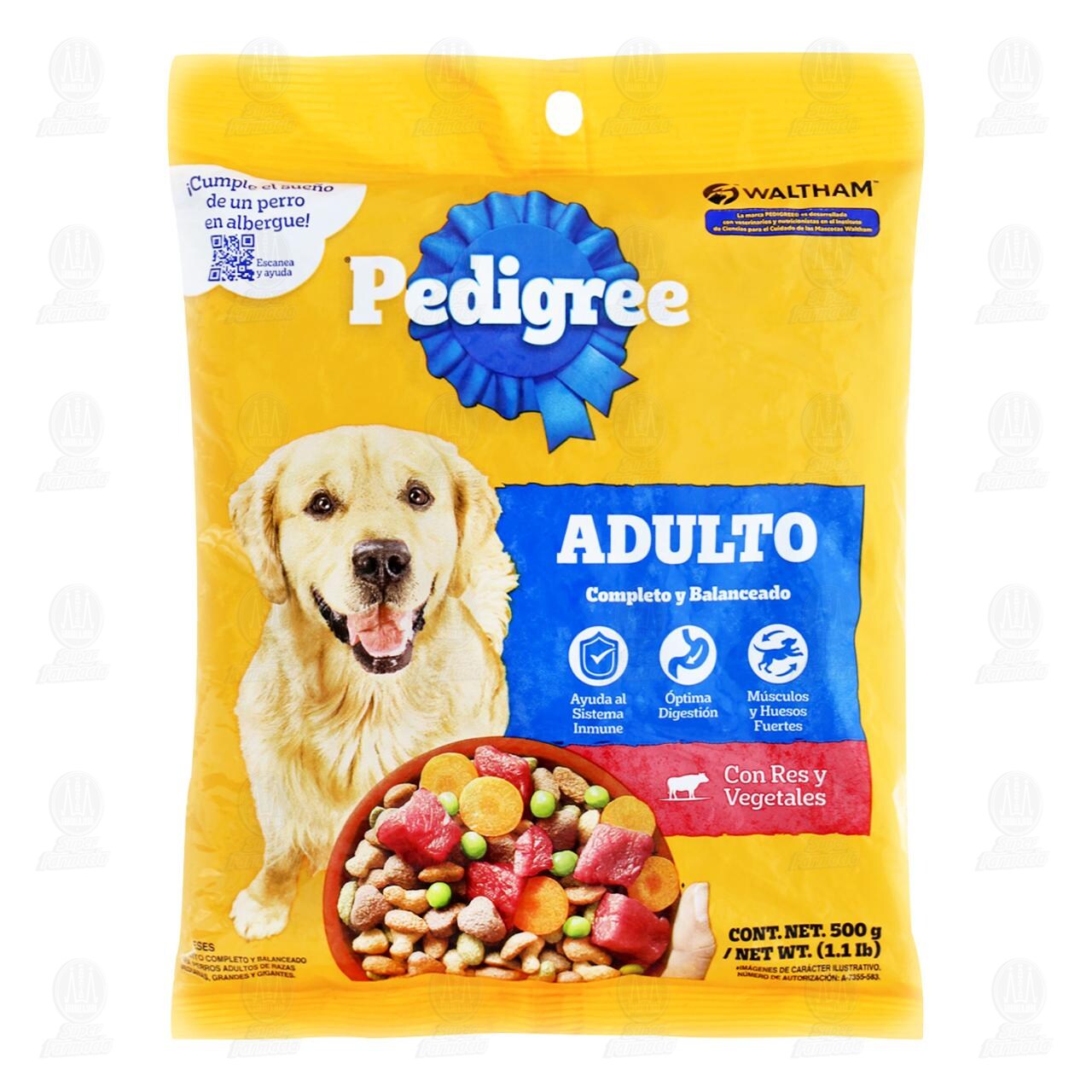 Pedigree Alimento Seco para Perros Adultos Sabor Res y Vegetales, 500 gr. image number 0
