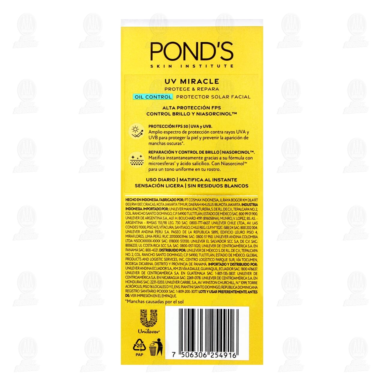 Protector Solar Facial Pond's Niasorcinol Oil Control FPS 50, 40 gr. image number 2