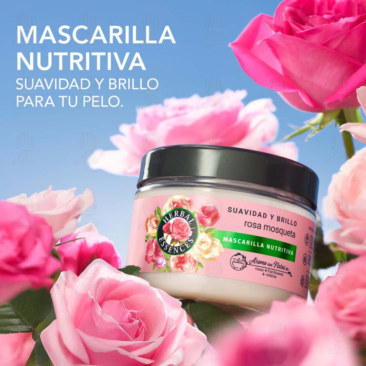 Mascarilla Nutritiva Herbal Essences Suavidad y Brillo Rosa Mosqueta, 300 ml. image number 2