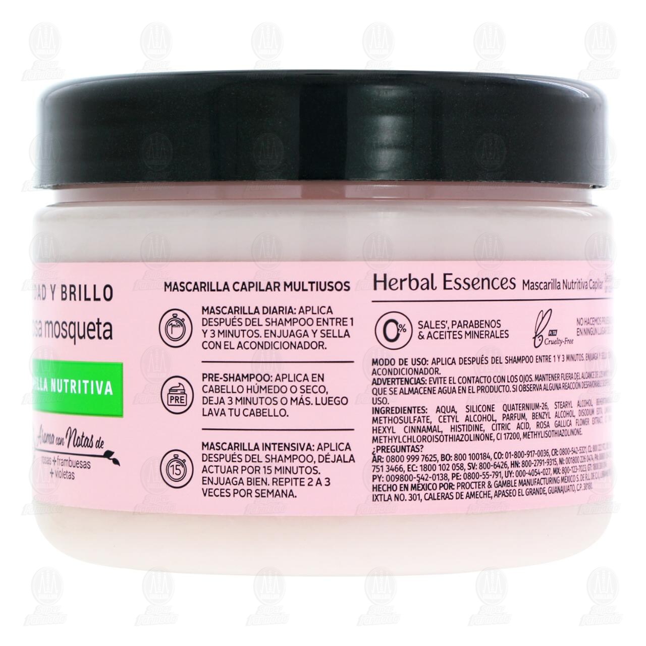 Mascarilla Nutritiva Herbal Essences Suavidad y Brillo Rosa Mosqueta, 300 ml. image number 2