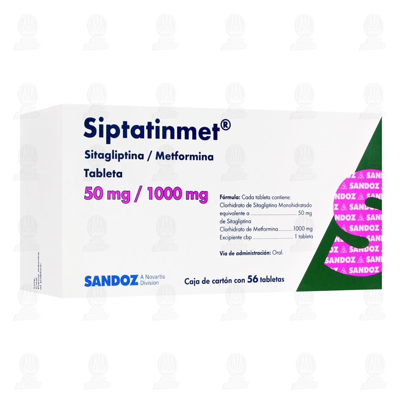 Siptatinmet 50mg/1000mg, 56 Tabletas. image number 0
