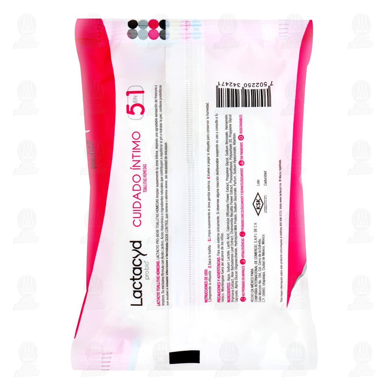 Toallitas H&uacute;medas Lactacyd Pro-Bio 5 en 1, 20 pzas. image number 1