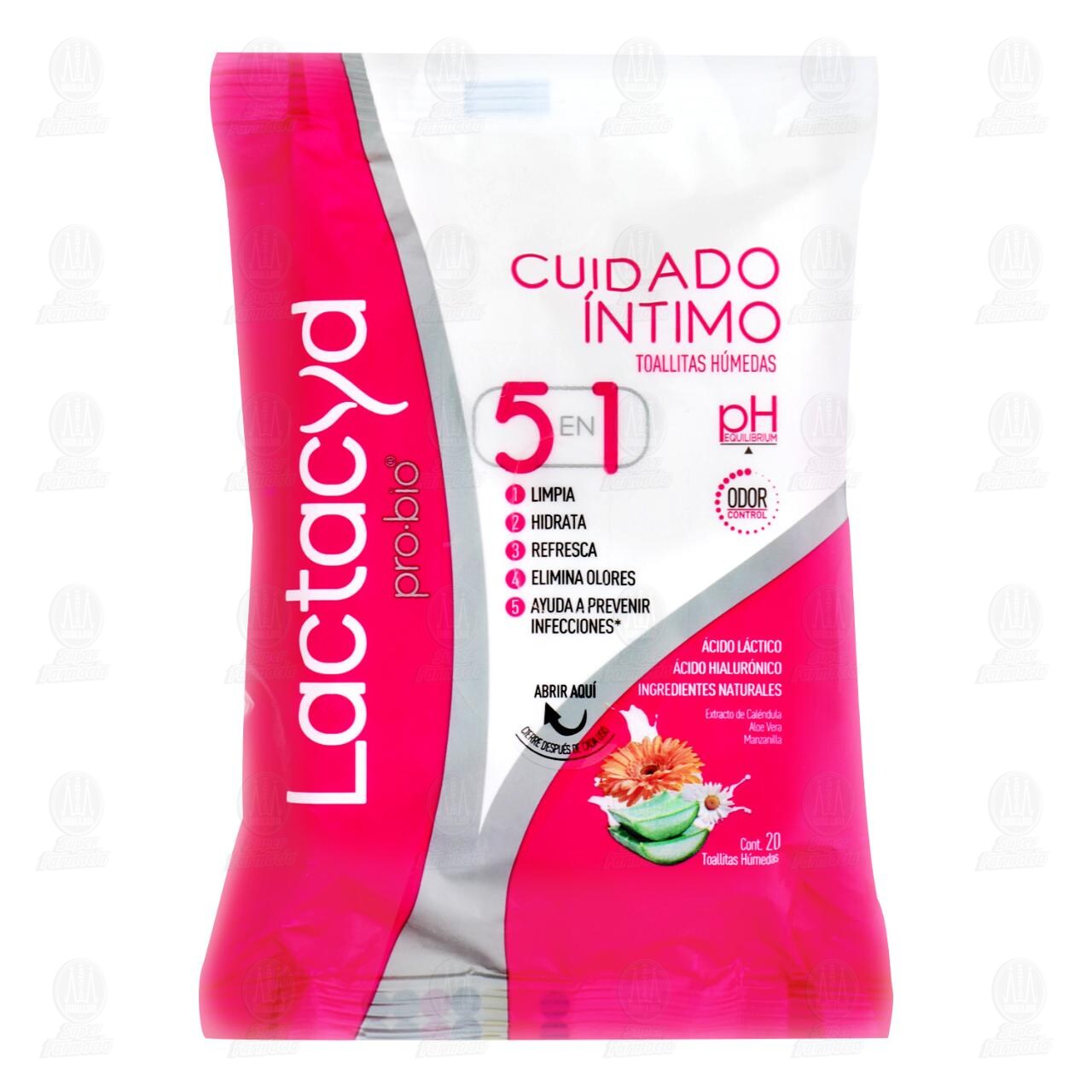 Toallitas H&uacute;medas Lactacyd Pro-Bio 5 en 1, 20 pzas. image number 0