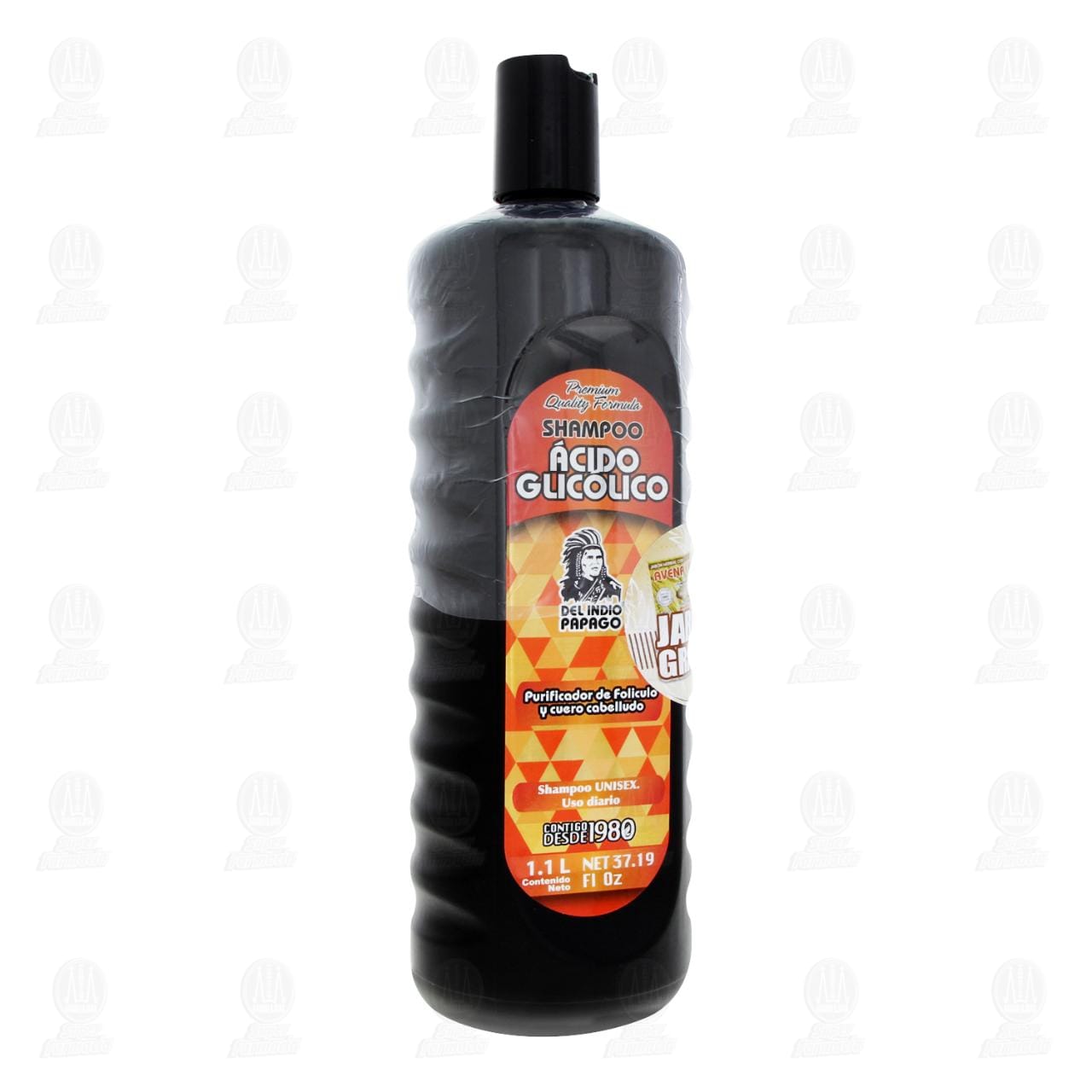 Imagen para Pack Del Indio Papago Shampoo Ácido Glicólico de 1.1 L + Jabón Herbal con Avena y Miel, 2 pzas.
