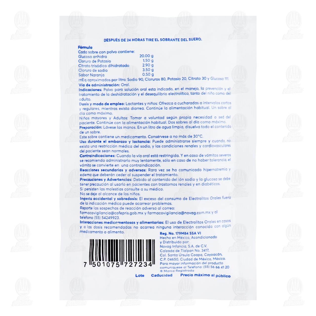 Hydrasor Electrolitos Orales Sabor Naranja, 28.4 gr. image number 1