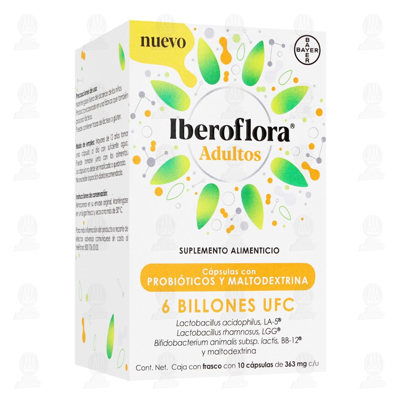 Imagen para Iberoflora Adultos Suplemento Alimenticio 6 Billones UFC 363 mg, 10 Cápsulas.