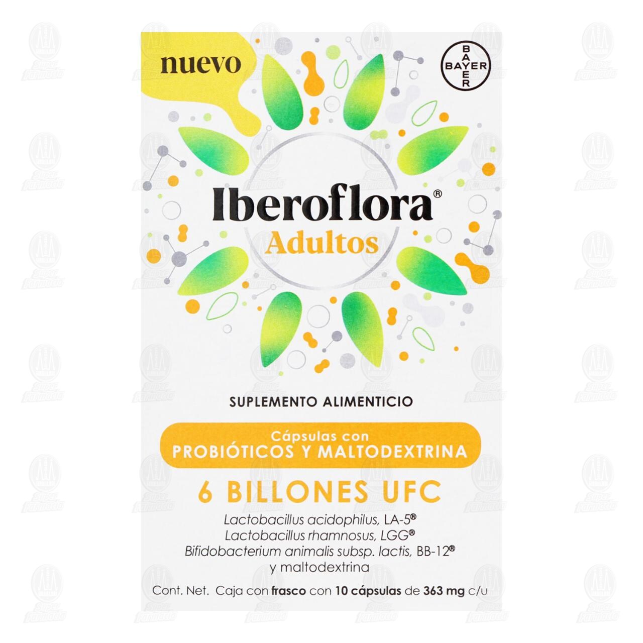Iberoflora Adultos Suplemento Alimenticio 6 Billones UFC 363 mg, 10 C&aacute;psulas. image number 1