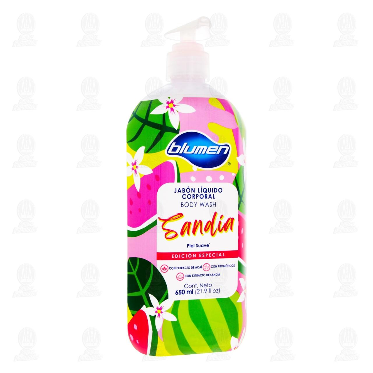 Jab&oacute;n L&iacute;quido Blumen Corporal Sand&iacute;a Piel Suave, 650 ml.