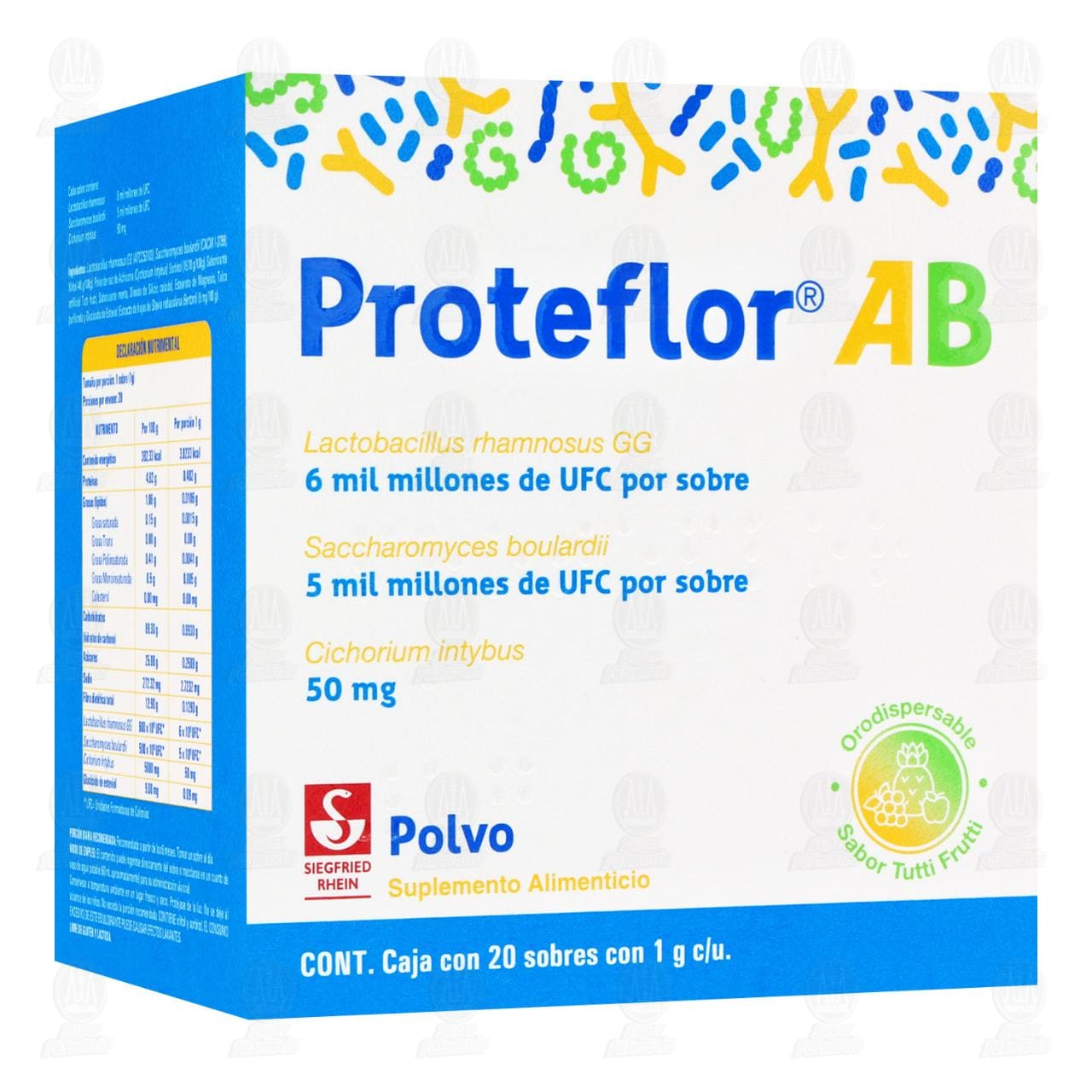 Imagen para Proteflor AB 1 gr Sabor Tutti Frutti, 20 Sobres en Polvo.