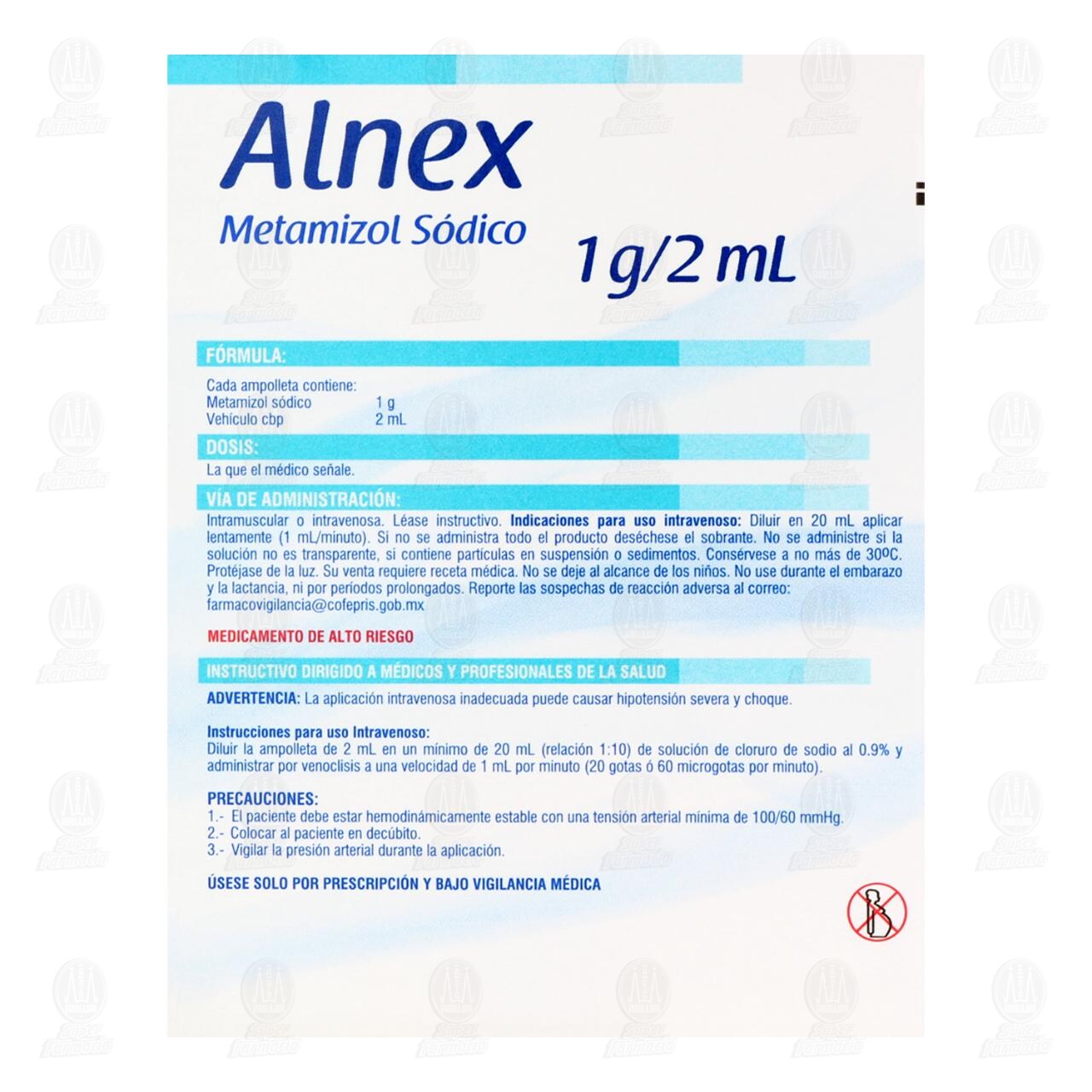 Alnex 1gr/2ml Soluci&oacute;n Inyectable, 3 Ampolletas con 2 ml c/u. image number 2