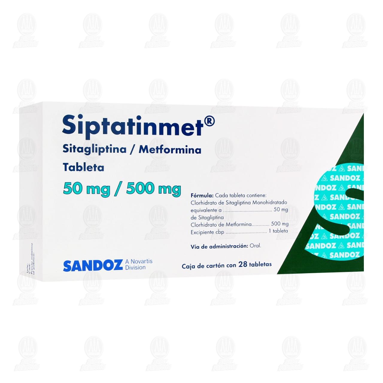Siptatinmet 50mg/500mg, 28 Tabletas. image number 0