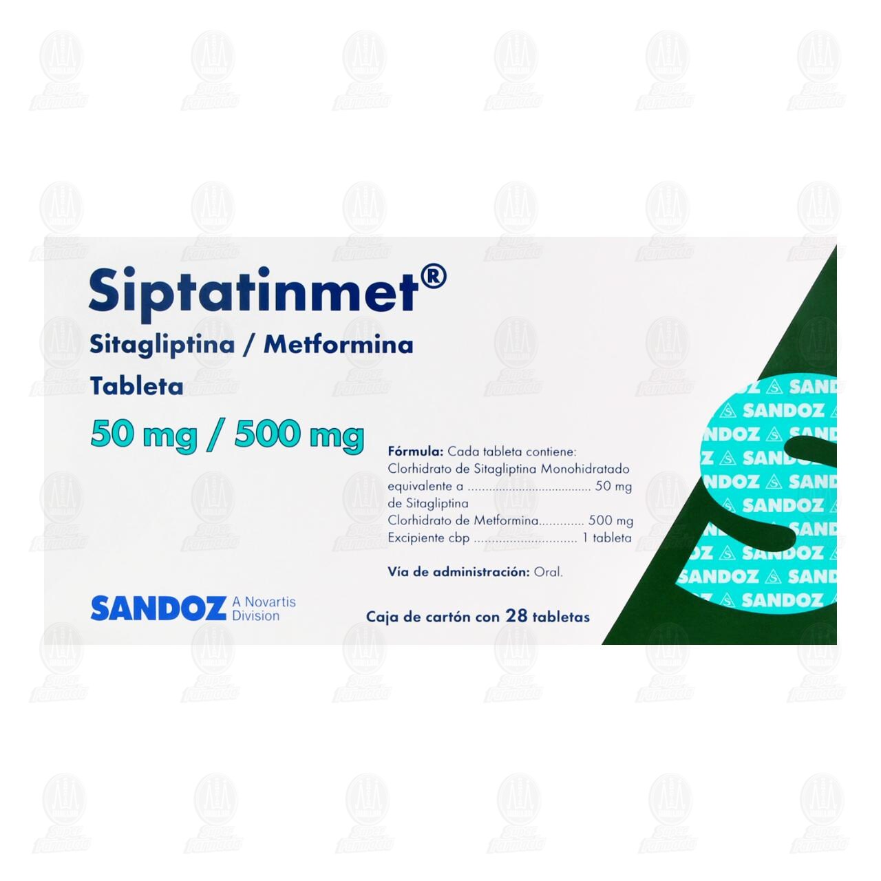 Siptatinmet 50mg/500mg, 28 Tabletas. image number 1
