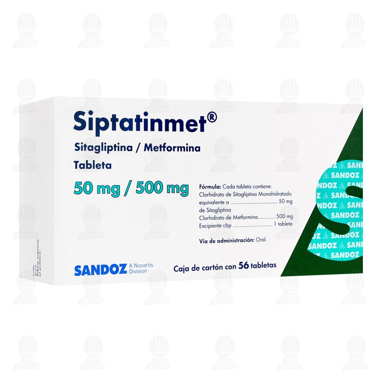Siptatinmet 50mg/500mg, 56 Tabletas. image number 0