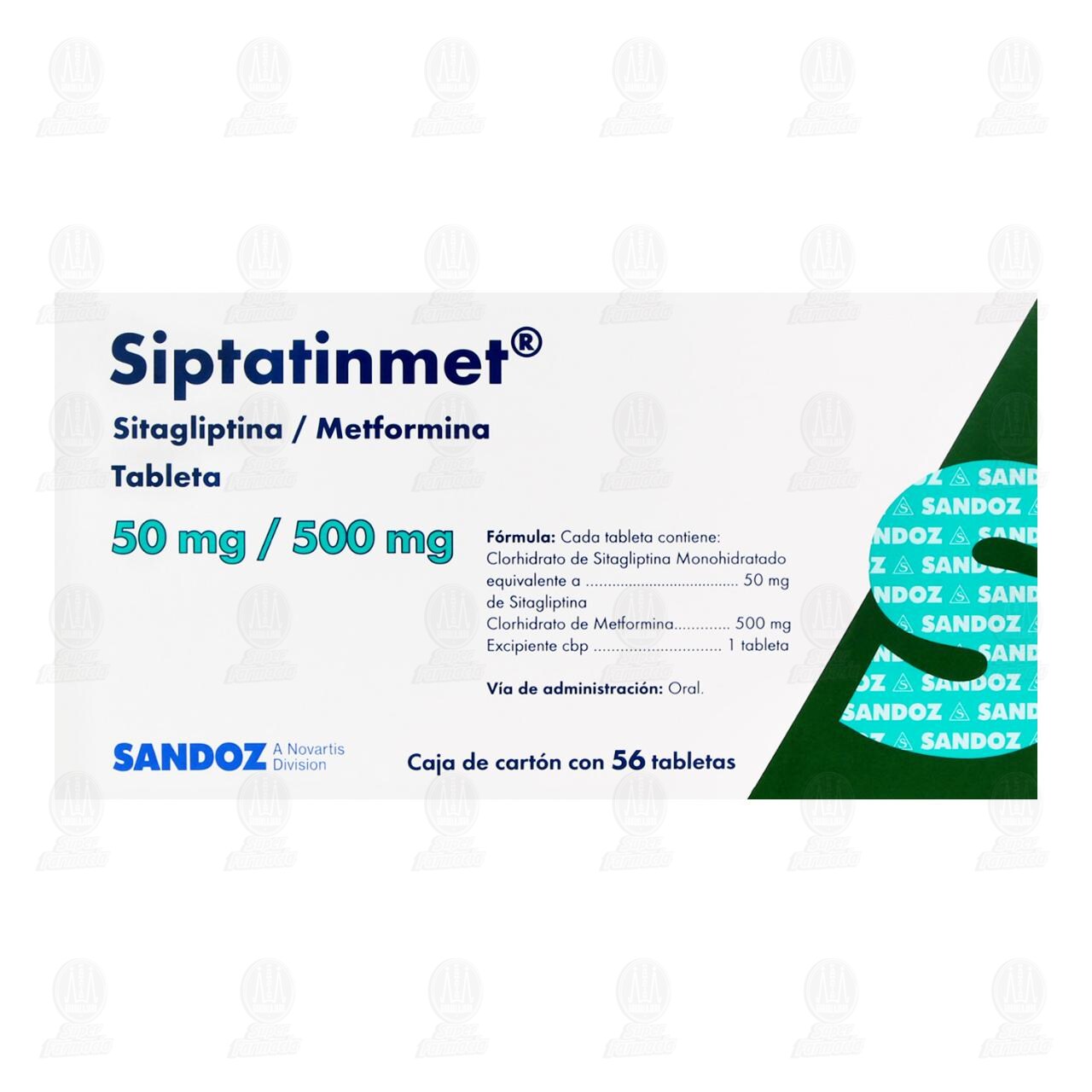 Siptatinmet 50mg/500mg, 56 Tabletas. image number 1