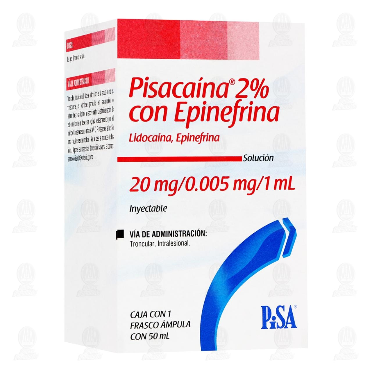 Imagen para Pisacaína con Epinefrina 2% 20mg/0.005mg/1ml Solución Inyectable, 50 ml.