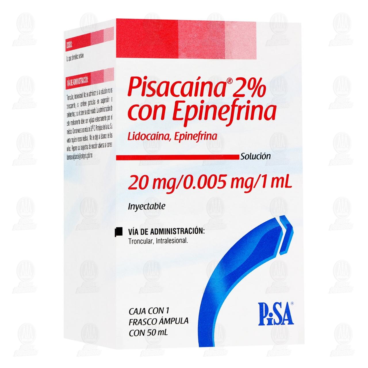 Pisacaína con Epinefrina 2% 20mg/0.005mg/1ml Solución Inyectable, 50 ml. image number 0