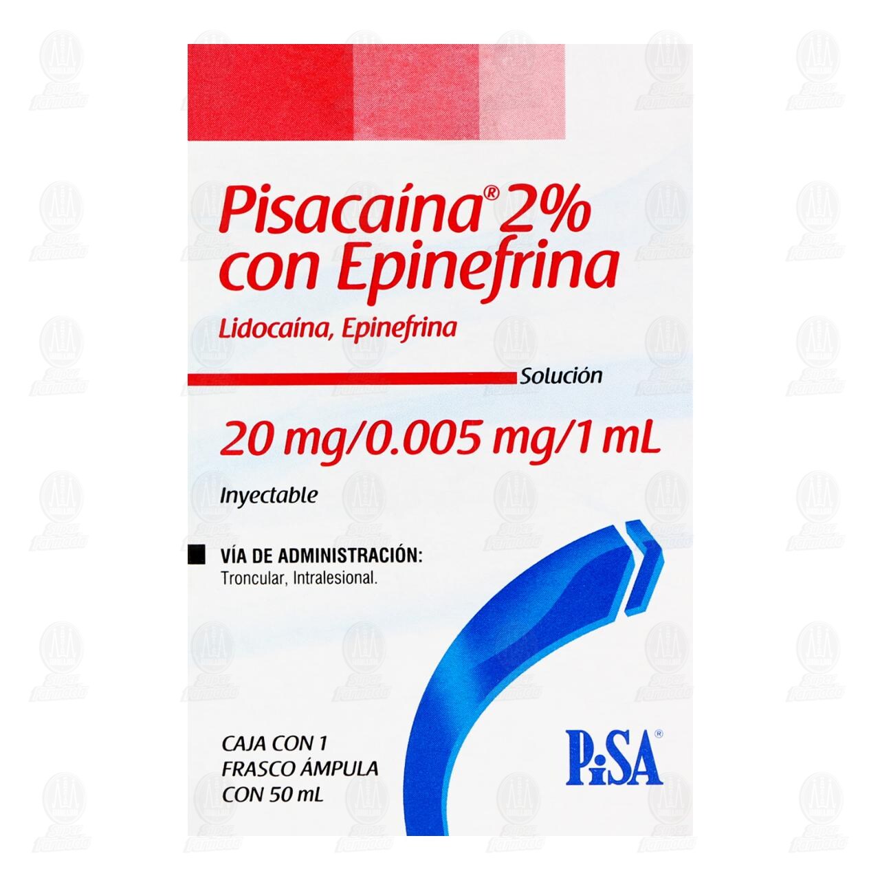 Pisacaína con Epinefrina 2% 20mg/0.005mg/1ml Solución Inyectable, 50 ml. image number 1