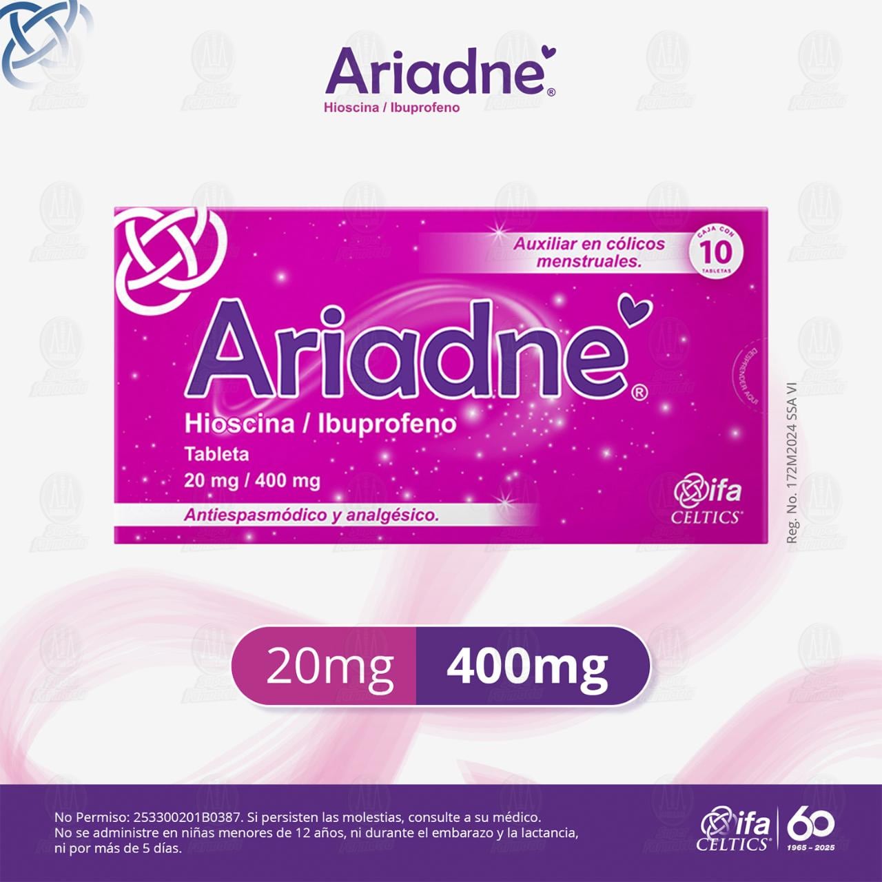 Ariadne 20mg/400mg, 10 Tabletas. image number 3