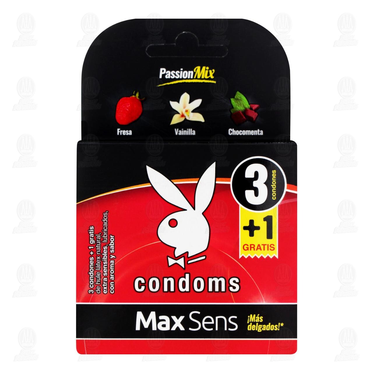 Max Sens Condones Passion Mix, 3 pzas + 1 gratis. image number 1