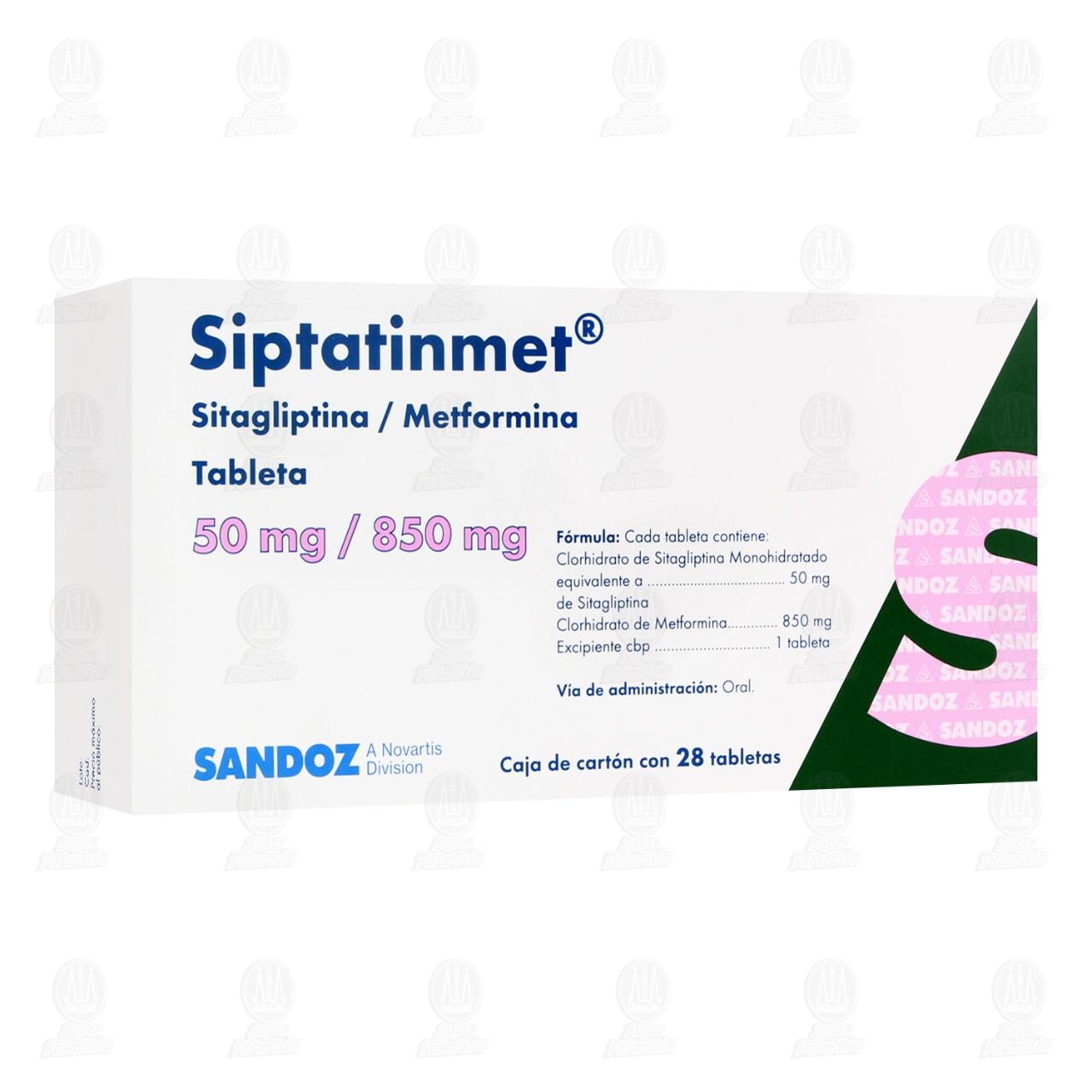 Siptatinmet 50mg/850mg, 28 Tabletas. image number 0