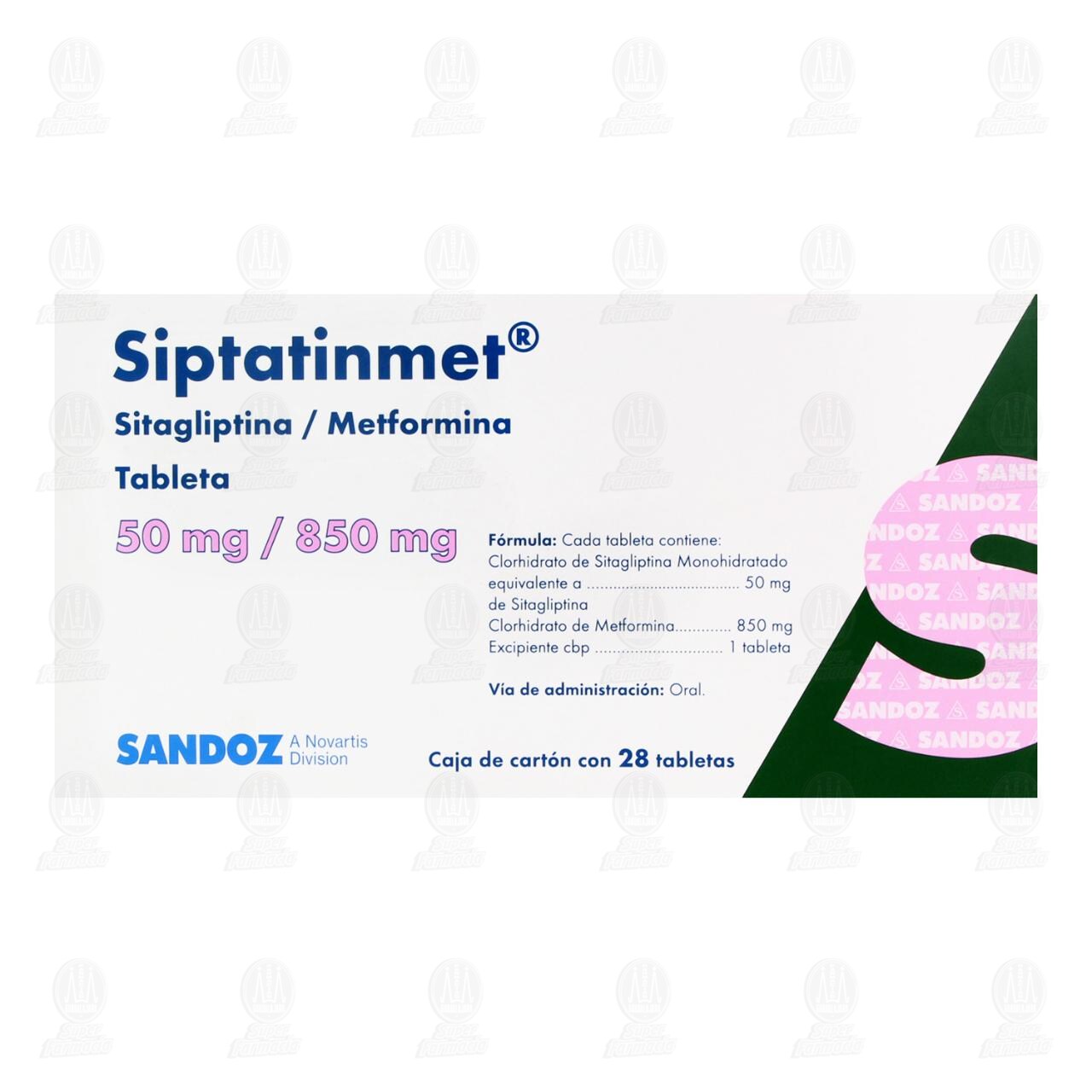 Siptatinmet 50mg/850mg, 28 Tabletas. image number 1