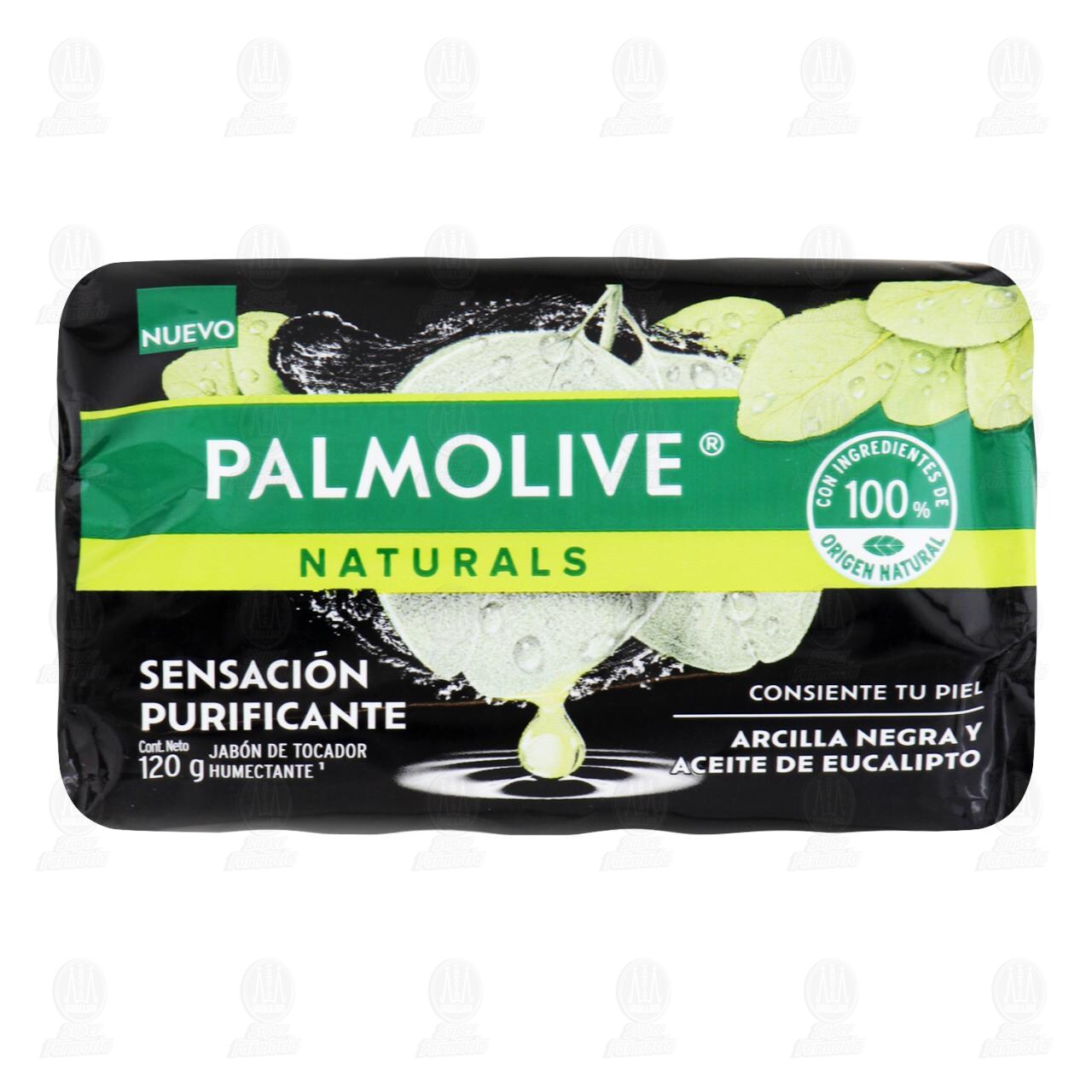 Jab&oacute;n en Barra Palmolive Naturals Sensaci&oacute;n Purificante Arcilla Negra y Aceite de Eucalipto, 120 gr.