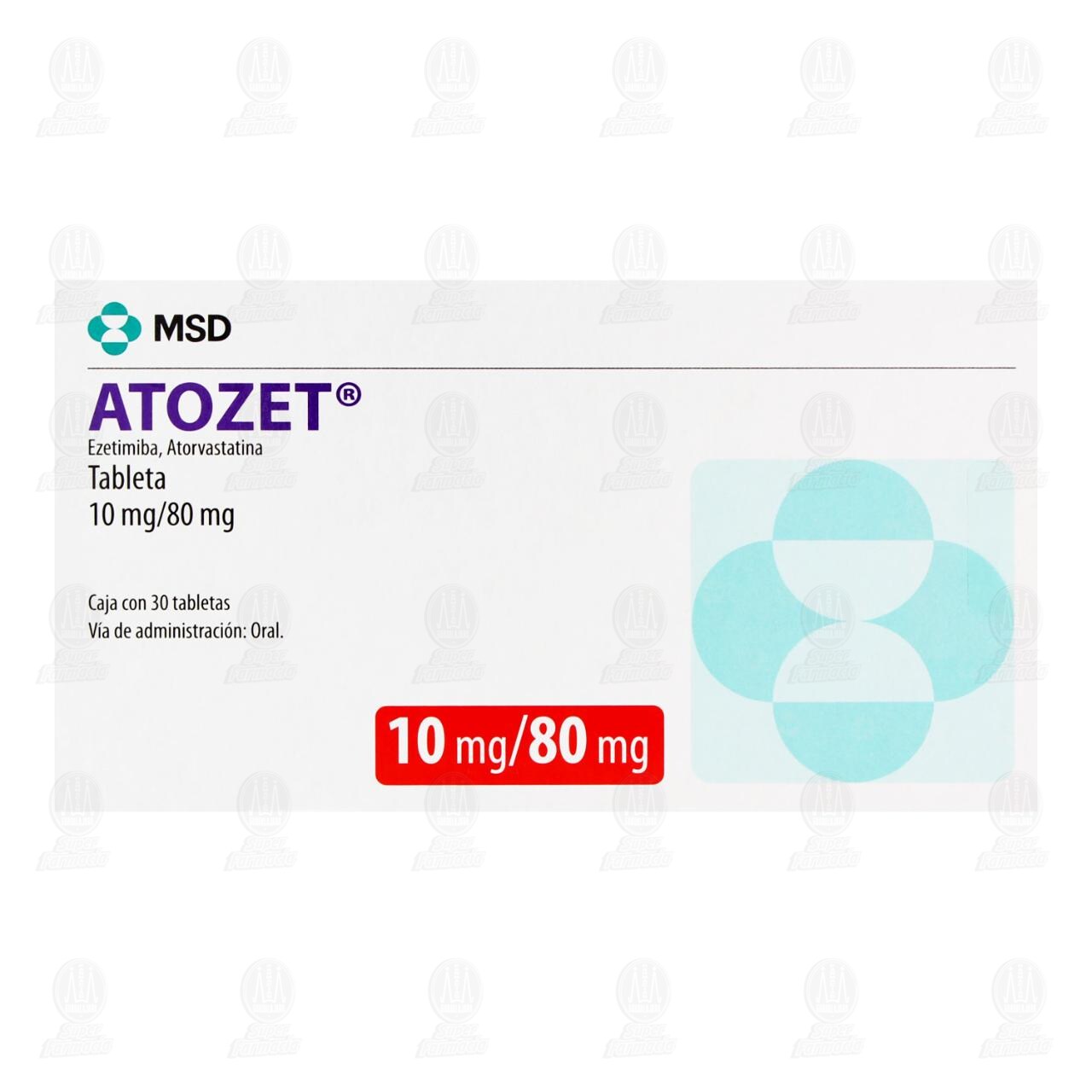 Atozet 10mg/80mg, 30 Tabletas. image number 1