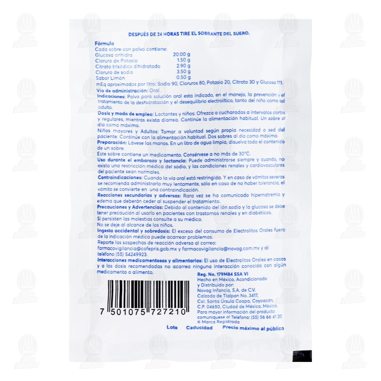 Hydrasor Electrolitos Orales Sabor Lim&oacute;n, 28.4 gr. image number 1