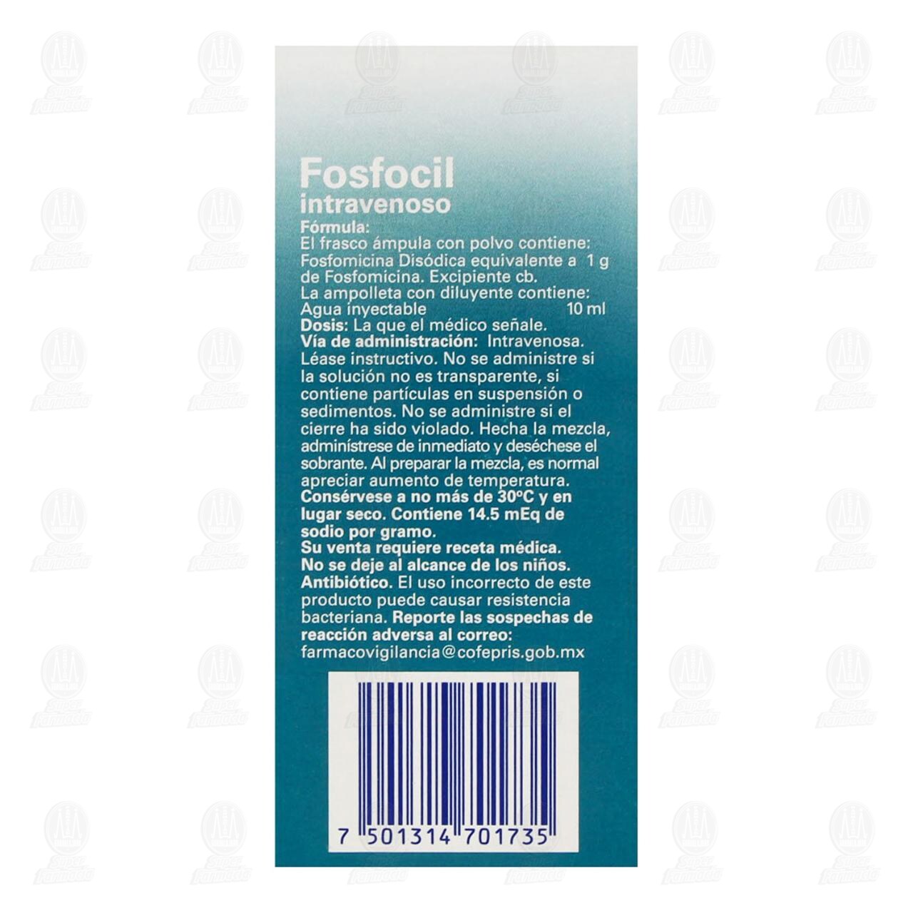 Fosfocil 1 gr Soluci&oacute;n Inyectable Intravenosa, 1 pz. image number 2