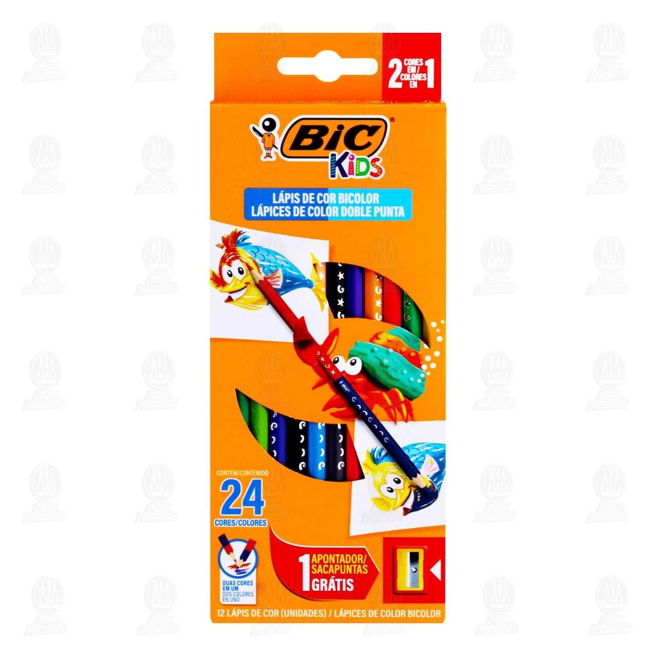 Imagen para Lápices de Color Bic Kids Doble Punta + Gratis 1 Sacapuntas, 13 pzas.