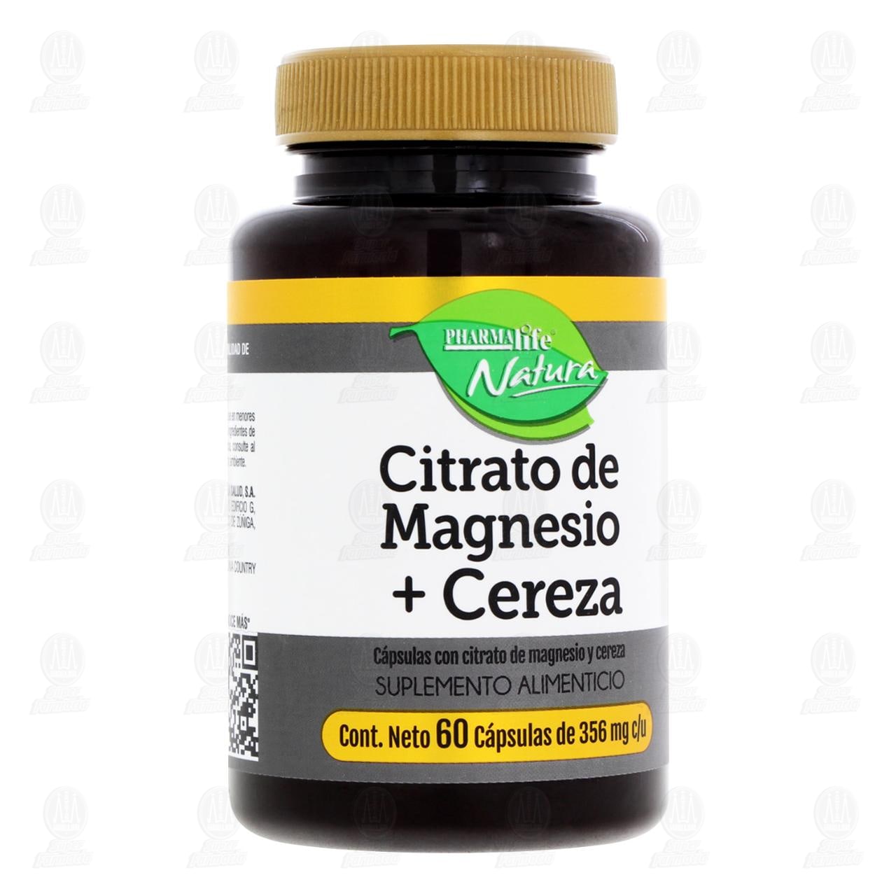 Citrato de Magnesio + Cereza, 60 C&aacute;psulas de 356 mg c/u Pharmalife Natura.
