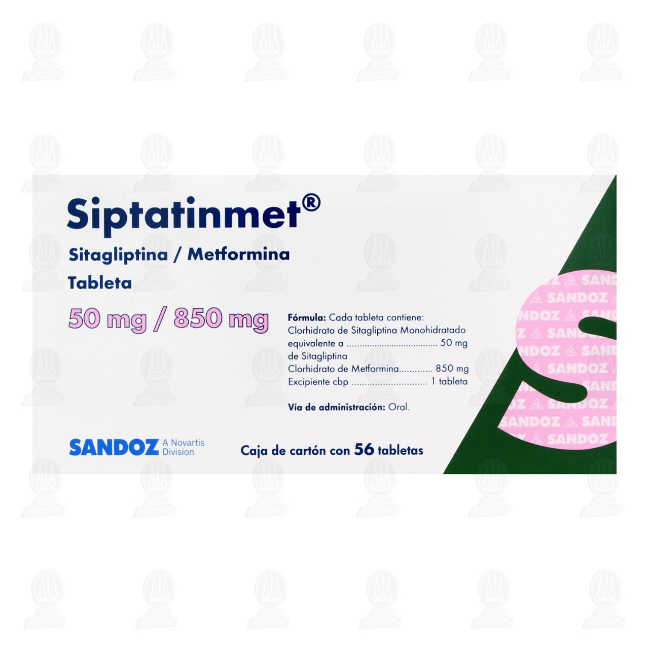 Siptatinmet 50mg/850mg, 56 Tabletas. image number 1