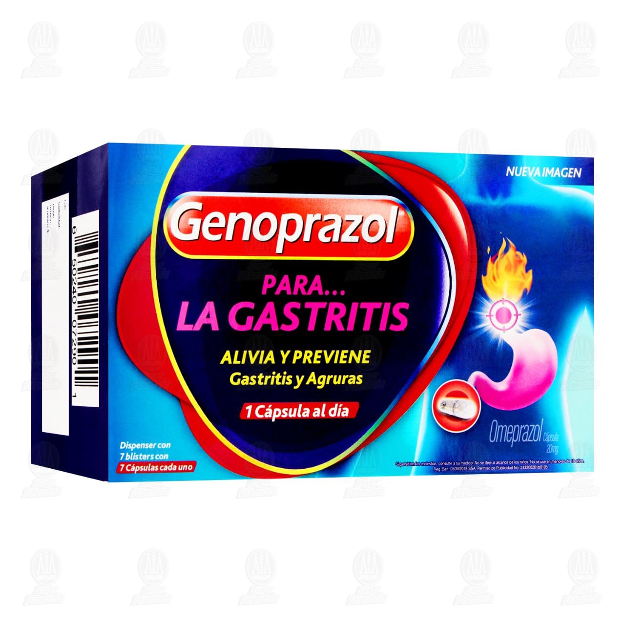 Genoprazol 20 mg, 7 blisters con 7 c&aacute;psulas c/u. image number 0