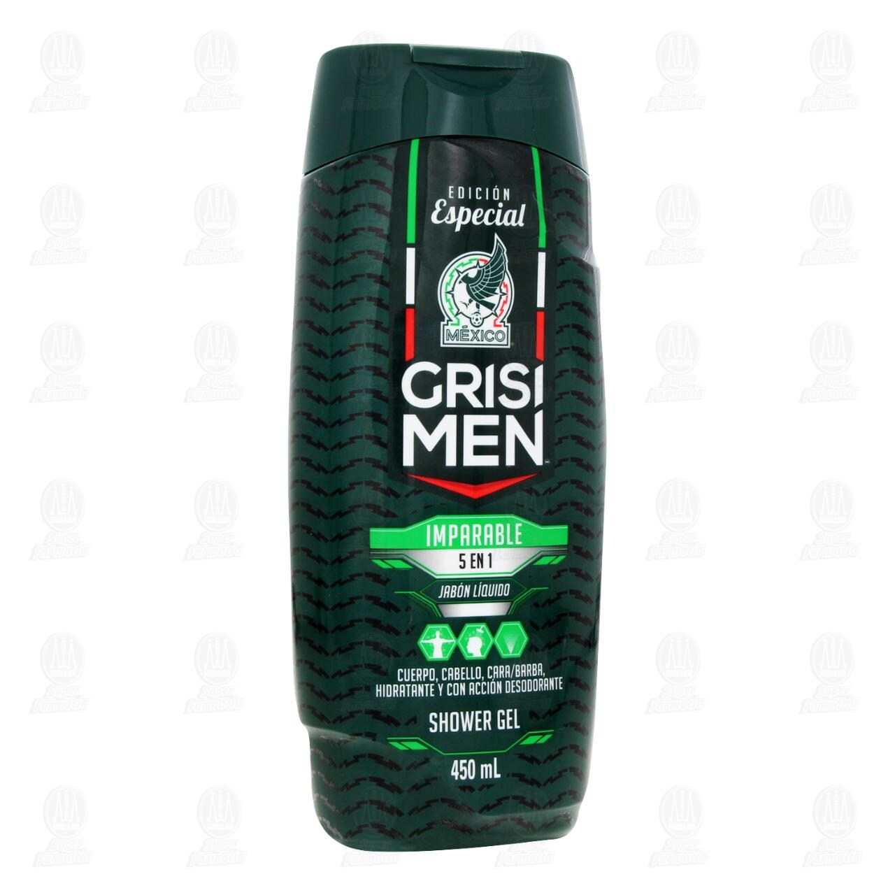 Jab&oacute;n L&iacute;quido Grisi Men Imparable 5 en 1, 450 ml. image number 0