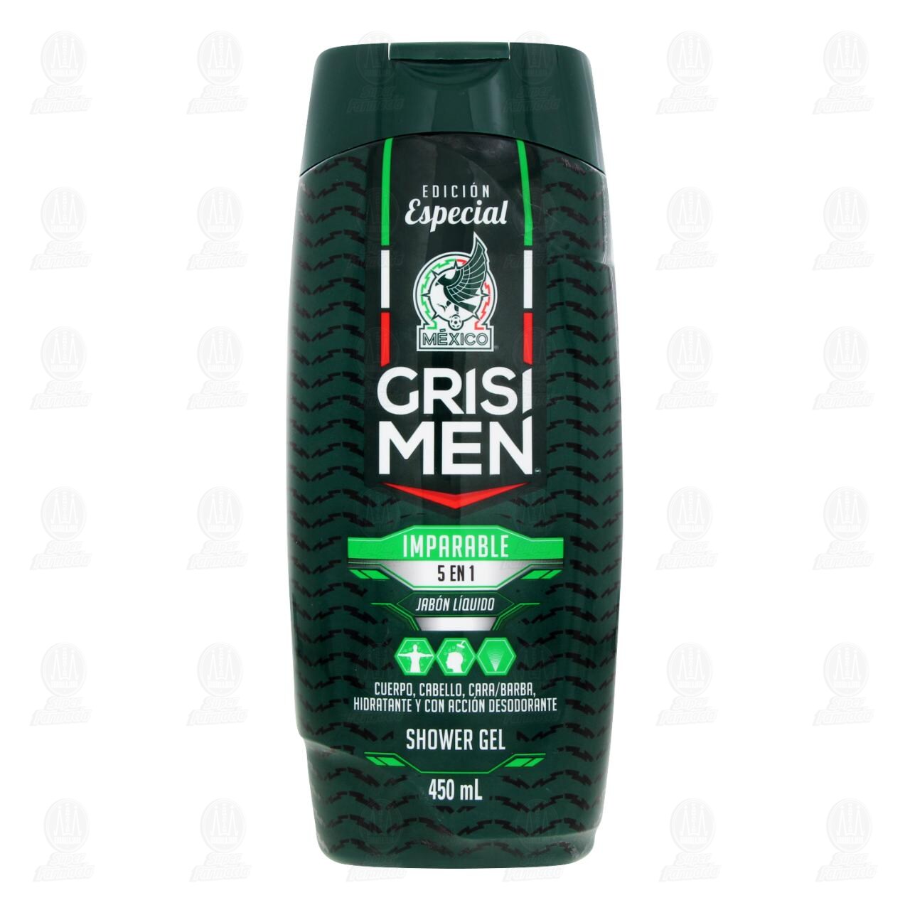 Jab&oacute;n L&iacute;quido Grisi Men Imparable 5 en 1, 450 ml. image number 1