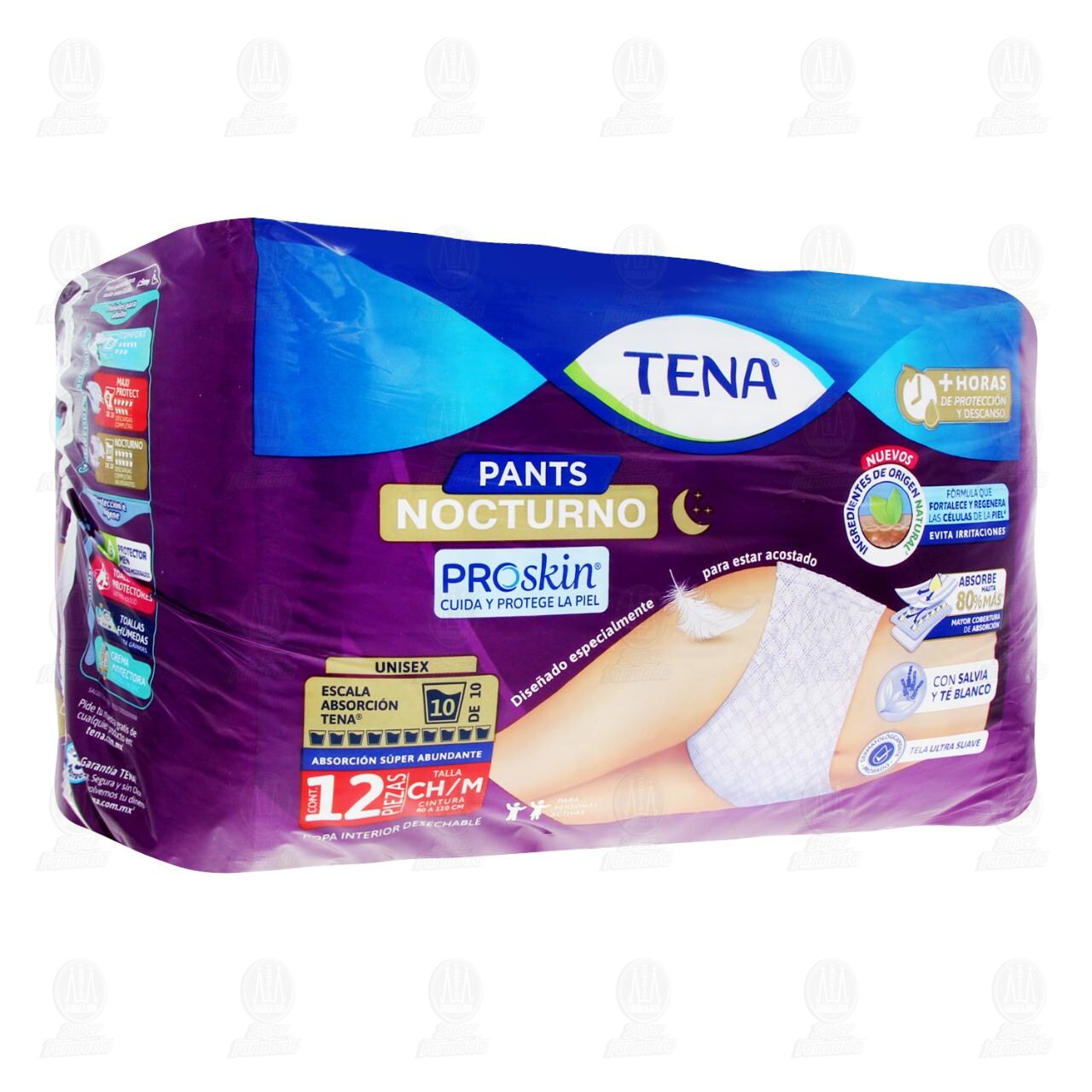 Ropa Interior Desechable Tena Pants Nocturno Talla Chica-Mediana, 12 pzas.