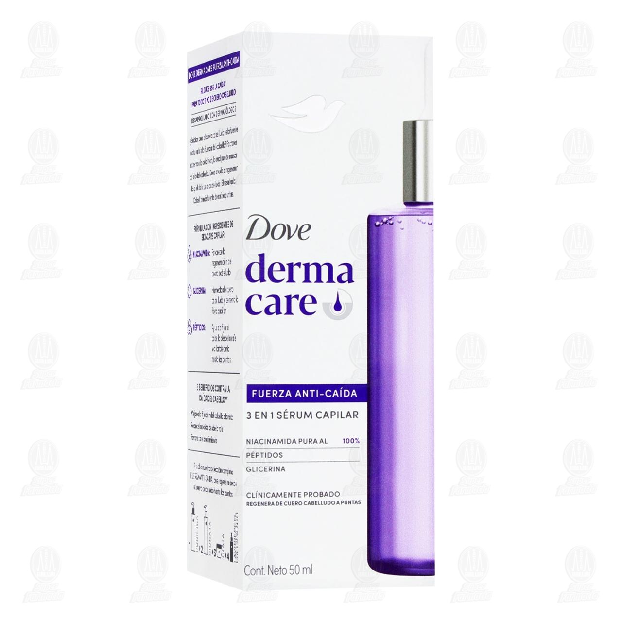 S&eacute;rum Capilar Dove Derma Care Fuerza Anti-Ca&iacute;da 3 en 1, 50 ml. image number 0