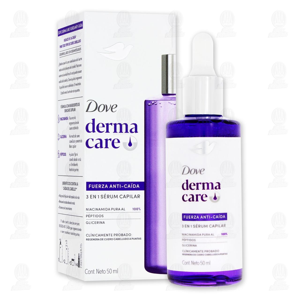 S&eacute;rum Capilar Dove Derma Care Fuerza Anti-Ca&iacute;da 3 en 1, 50 ml. image number 3