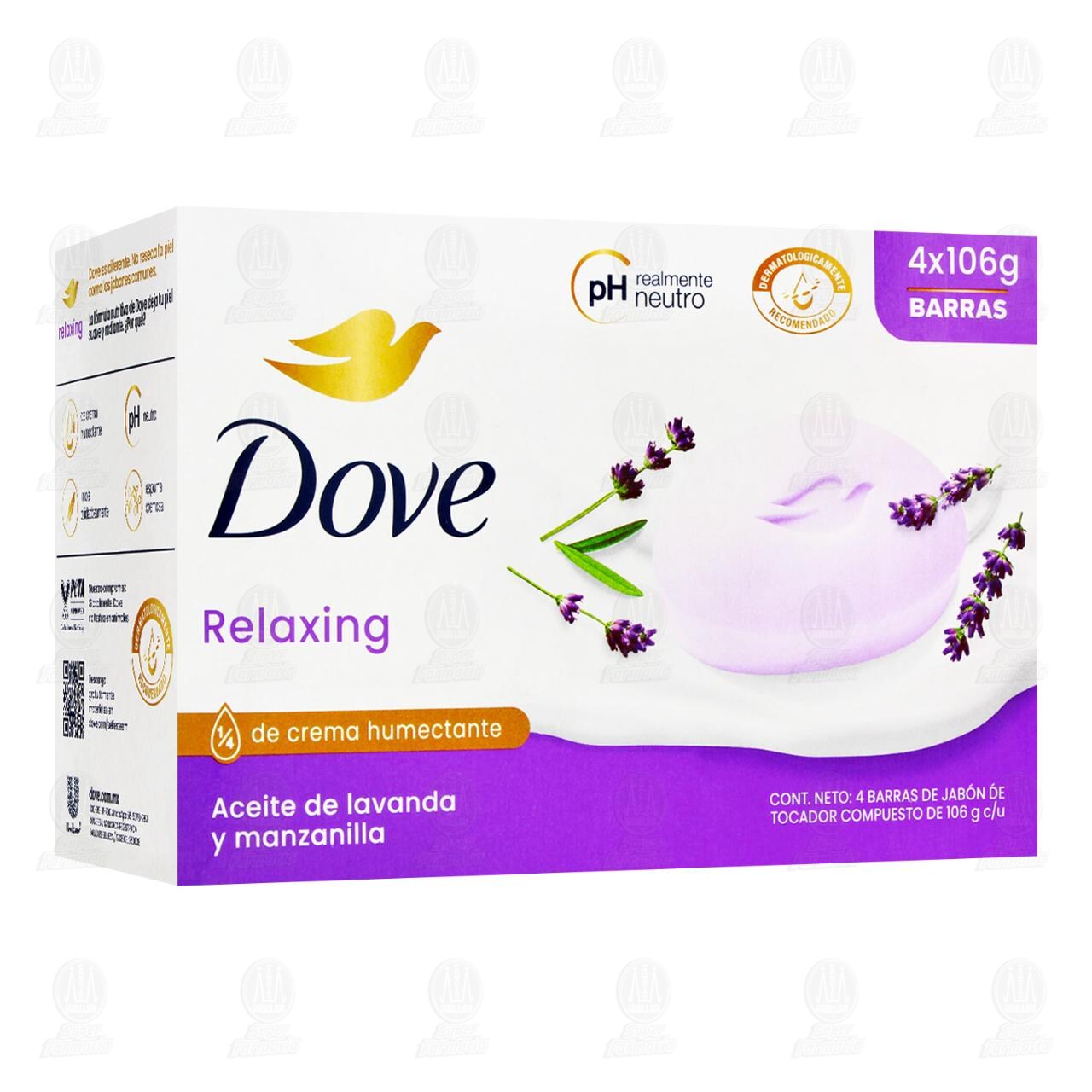 Pack de Jab&oacute;n Dove Relaxing Aceite de Lavanda y Manzanilla, 4 pzas de 106 gr c/u. image number 0
