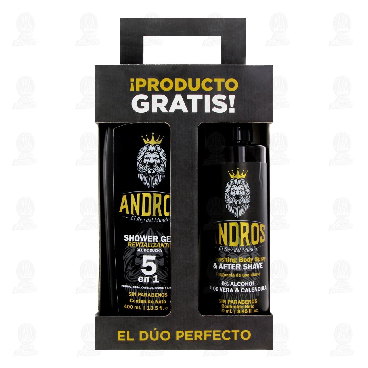 Pack El D&uacute;o Perfecto Andros Gel de Ducha 5 en 1 de 400 ml + Body Spray de 250 ml, 2 pzas. image number 1
