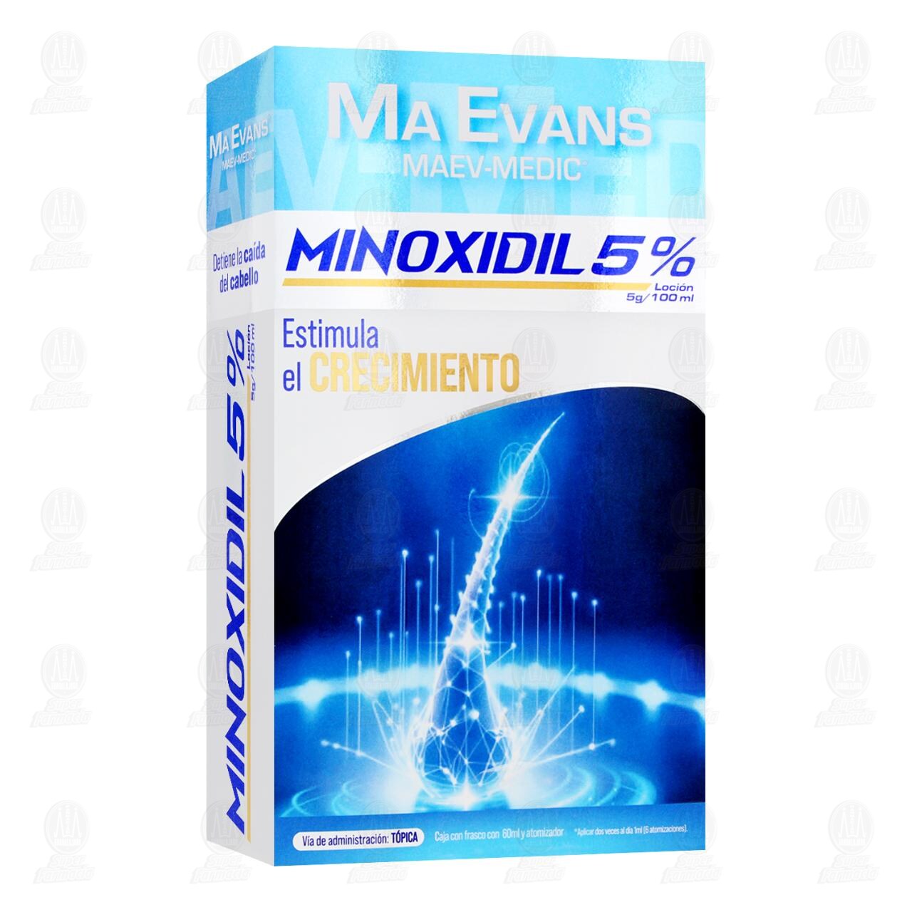 Ma Evans Maev-Medic Minoxidil Loci&oacute;n 5% 5gr/100ml, 60 ml.