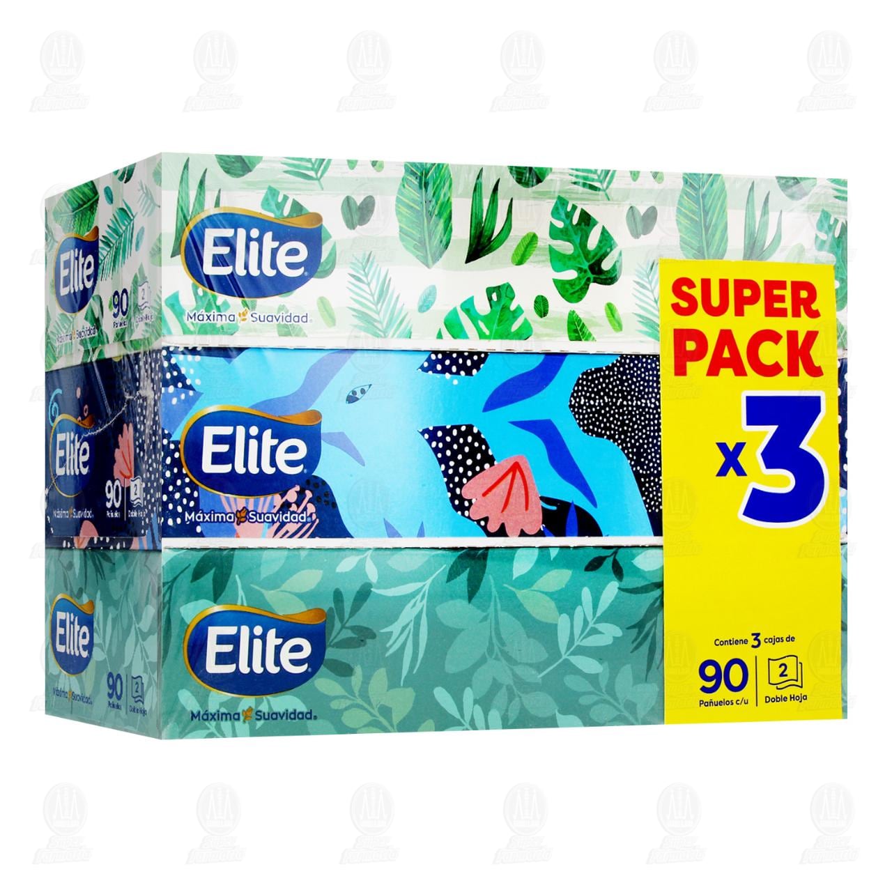 Imagen para Pack Pañuelos Elite Máxima Suavidad con 3 Cajas, 90 pzas c/u.