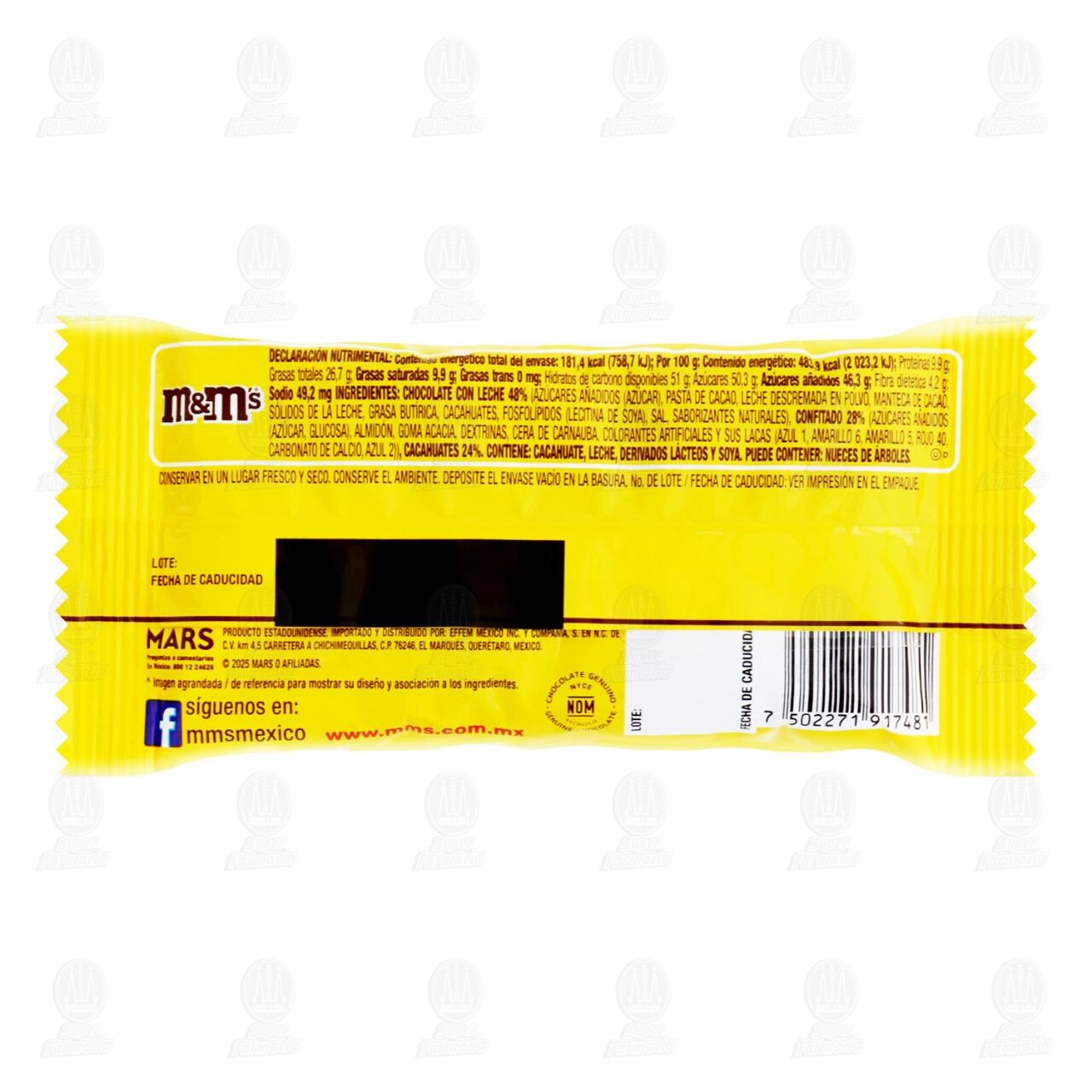 Chocolate M&M's Cacahuate, 37.5 gr. image number 1
