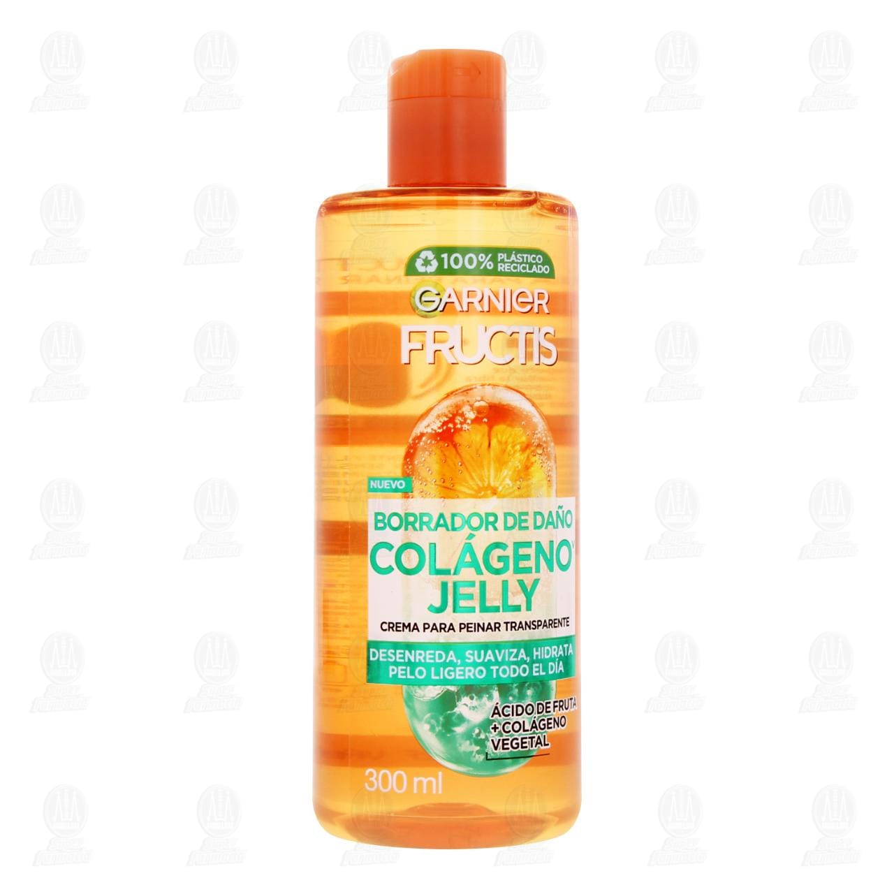 Crema para Peinar Transparente Garnier Fructis Borrador de Da&ntilde;o Col&aacute;geno Jelly, 300 ml.
