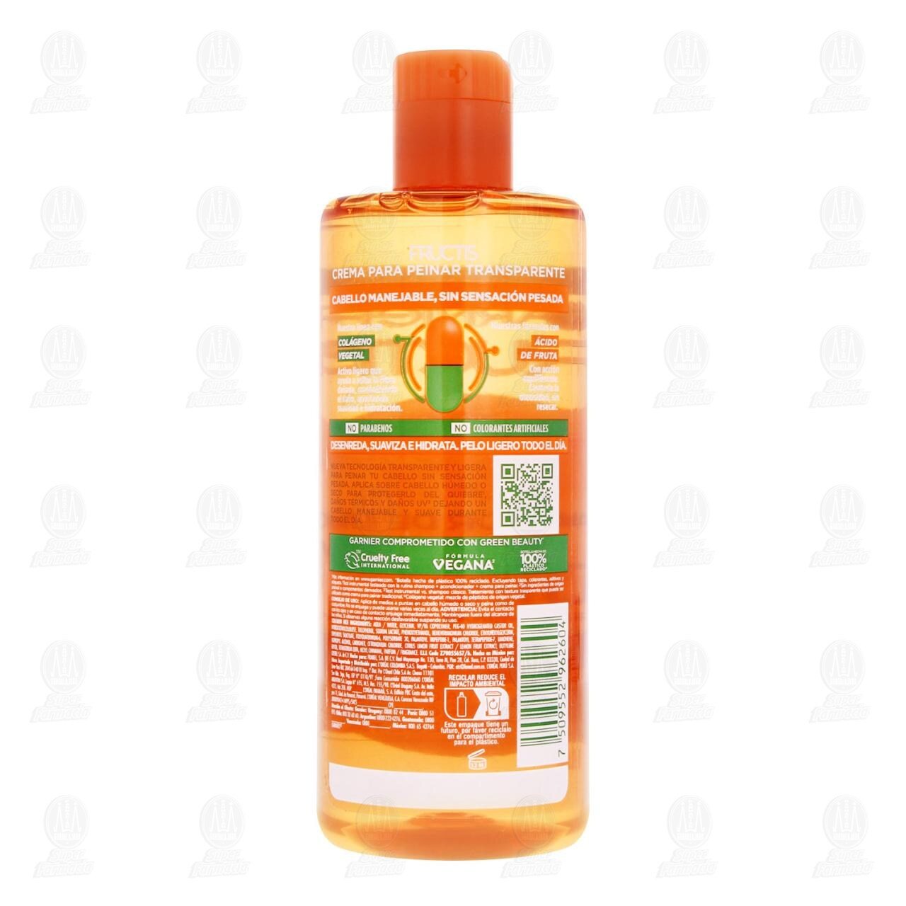 Crema para Peinar Transparente Garnier Fructis Borrador de Da&ntilde;o Col&aacute;geno Jelly, 300 ml. image number 2